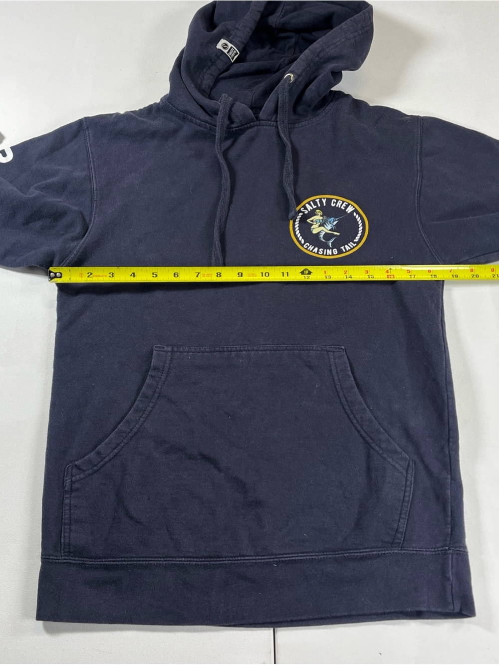 Salty Crew Chasing Tail Black Sweatshirt Hoodie Graphic Logo Fish Men’s S - Picture 12 of 13